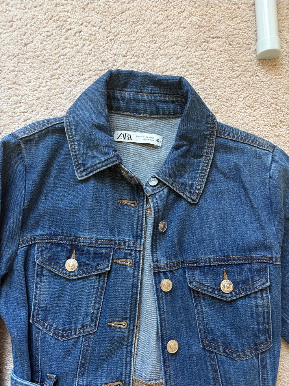 Zara Blue Denim Button-Front dress with Waist Tie - Picture 2 of 3